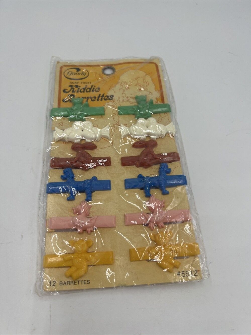 Vintage 1975 Goody Snap Tight KIDDIE BARRETTES Animals NOS